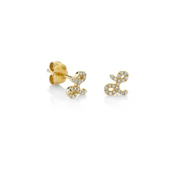Gold & Diamond Small Initial Stud