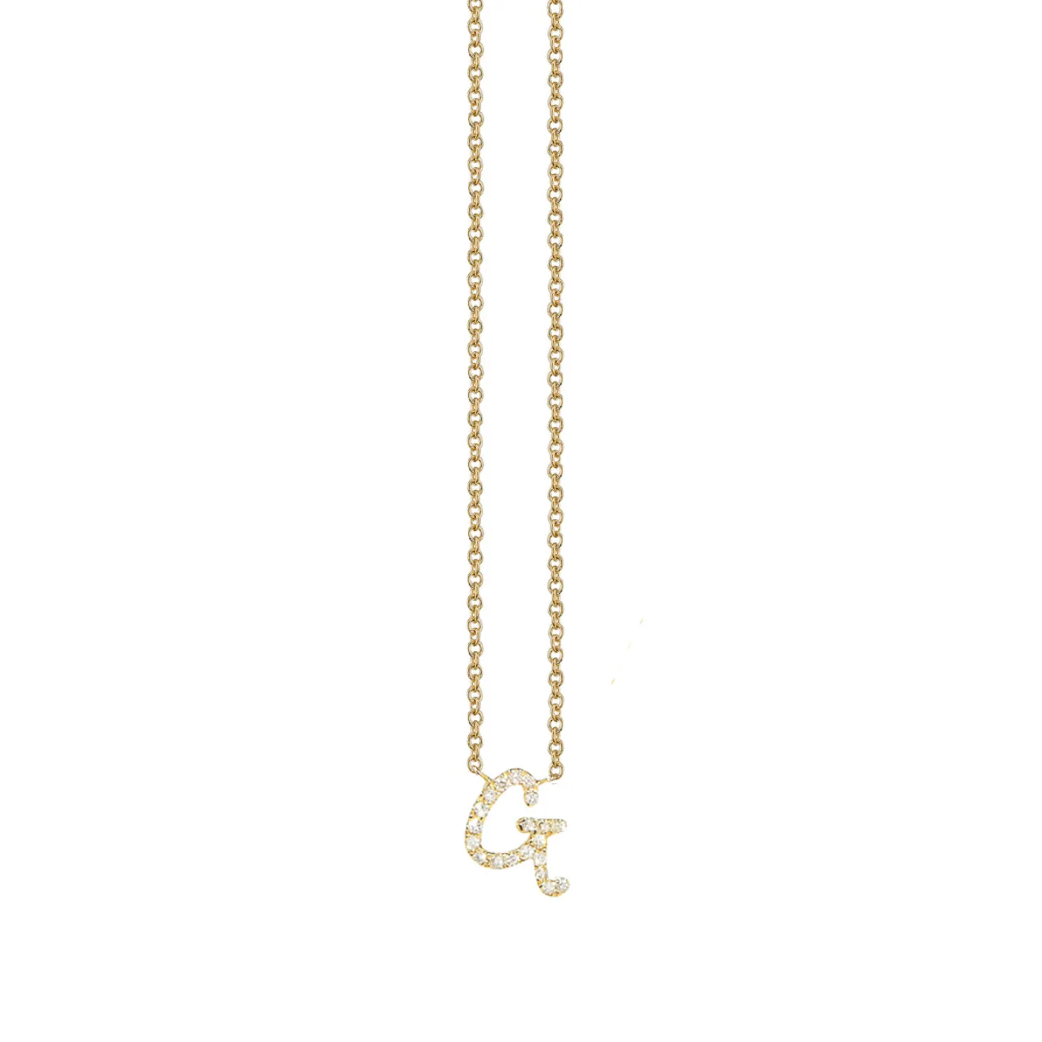 Gold & Diamond Small Initial Necklace