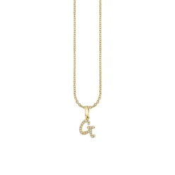 Gold & Diamond Small Initial Charm Necklace