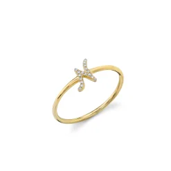 Gold & Diamond Small Initial Ring