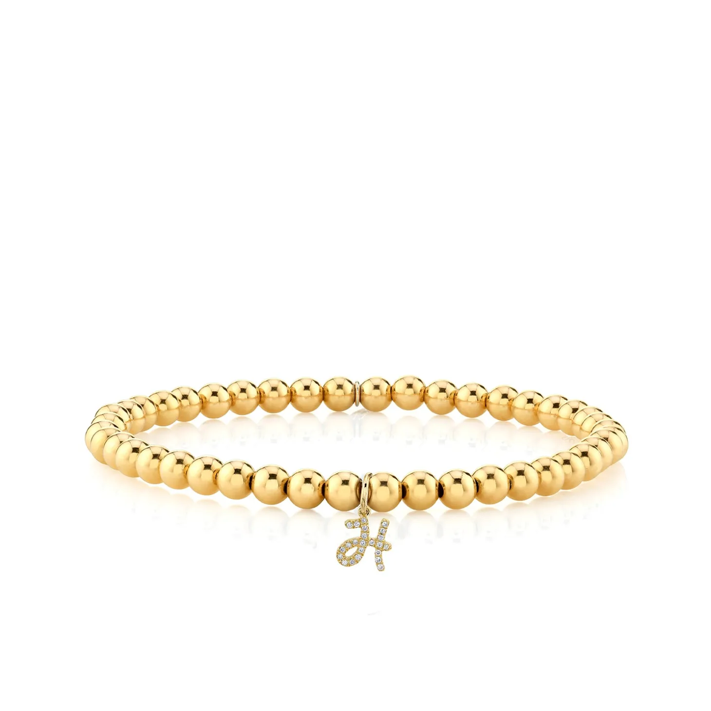 Gold & Diamond Small Initial on Gold Beads