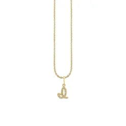 Gold & Diamond Small Initial Charm Necklace