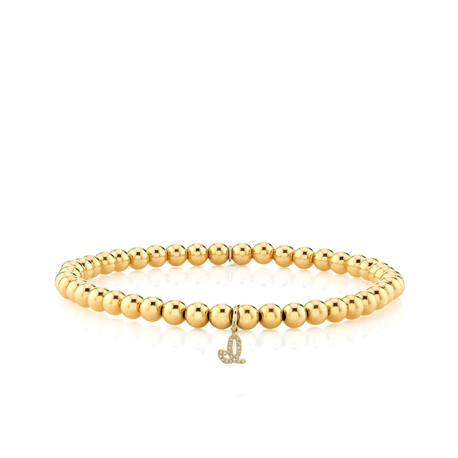 Gold & Diamond Small Initial on Gold Beads