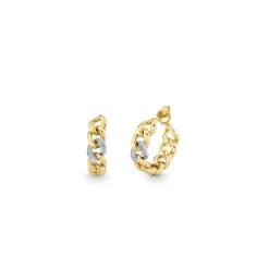 Gold & Diamond Small Link Hoop