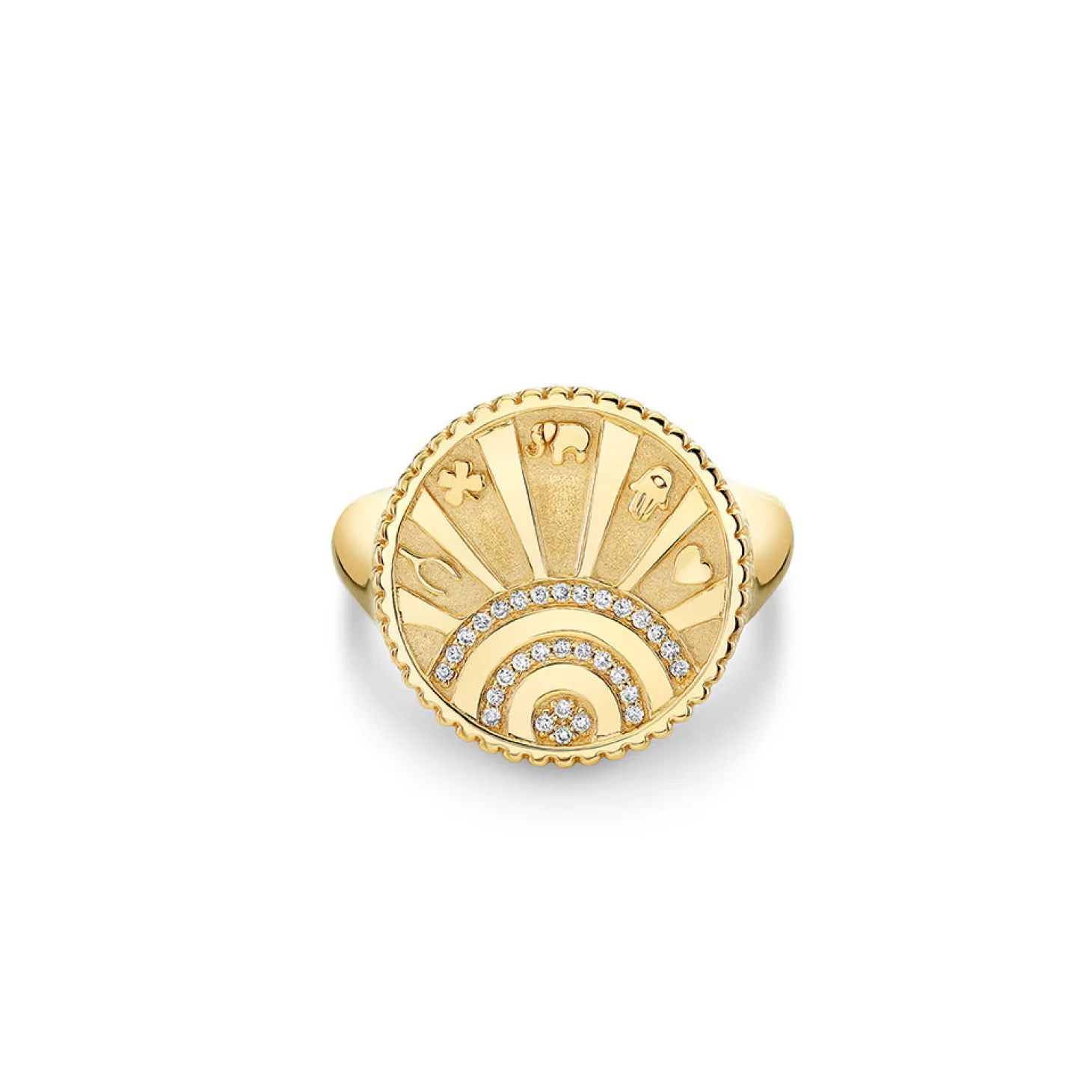 Gold & Diamond Small Luck Coin Signet Ring