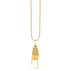 Gold & Diamond Small Mano Cornuto Charm