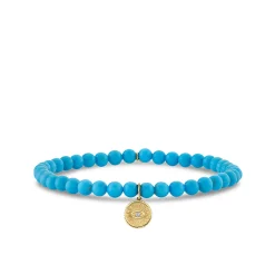 Gold & Diamond Small Marquise Eye Coin on Turquoise