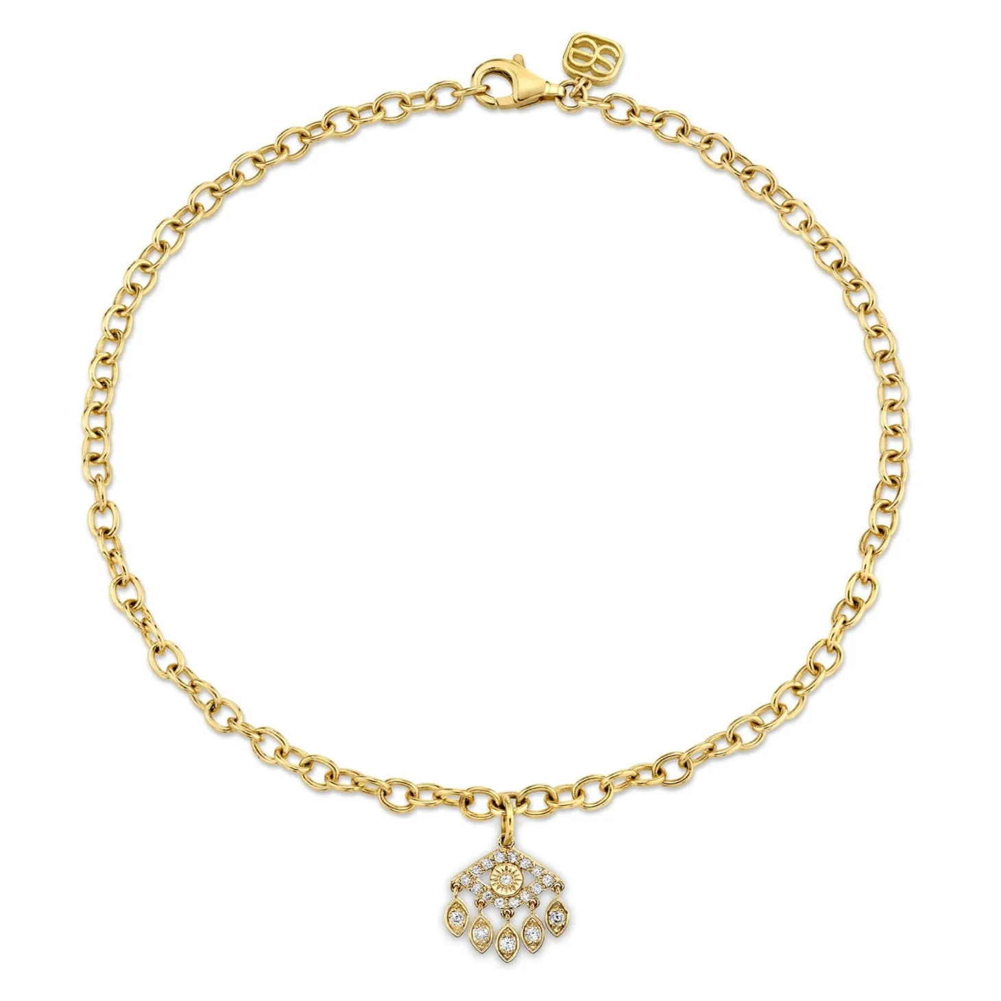 Gold & Diamond Small Marquise Eye Fringe Anklet