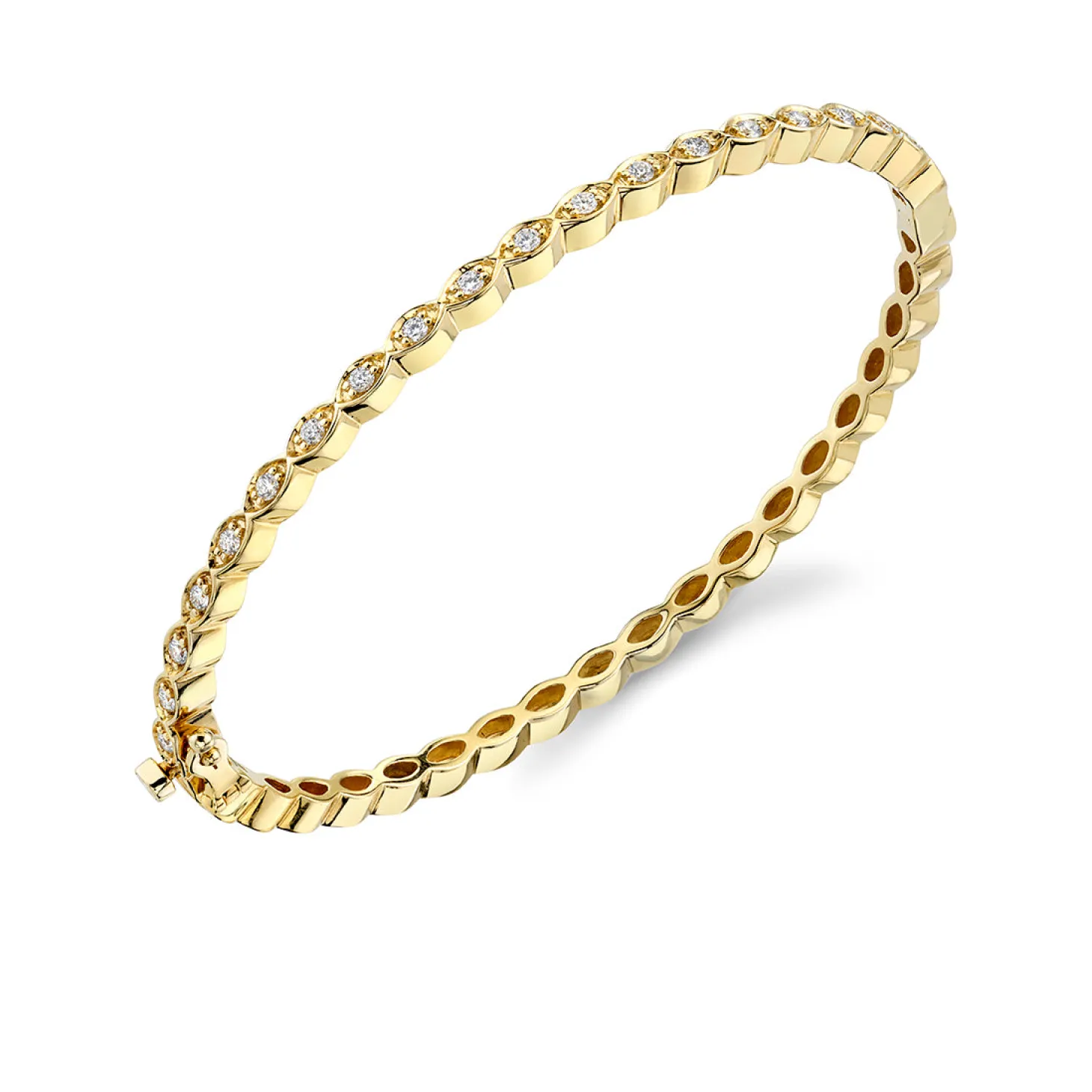 Gold & Diamond Small Marquise Eye Bangle