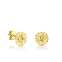 Gold & Diamond Small Marquise Eye Coin Stud
