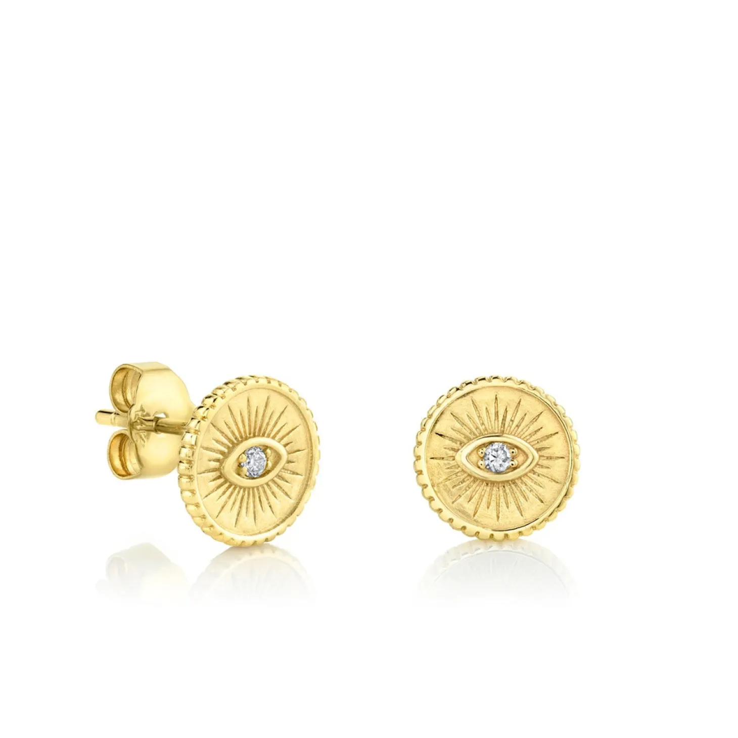 Gold & Diamond Small Marquise Eye Coin Stud