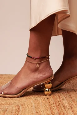 Gold & Diamond Small Marquise Eye Fringe Anklet