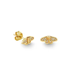 Gold & Diamond Small Moth Stud