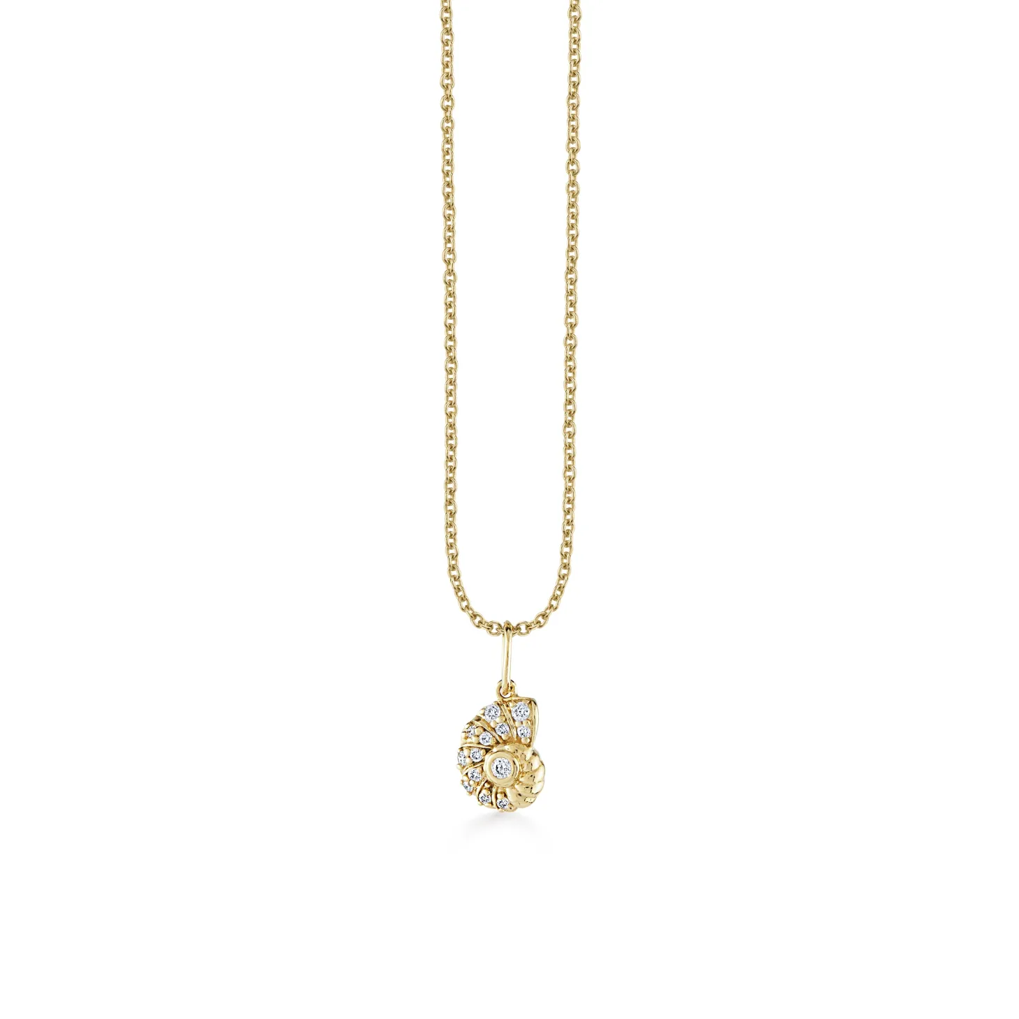 Gold & Diamond Small Nautilus Shell Charm