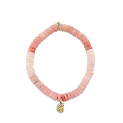 Gold & Diamond Small Nautilus Shell on Pink Opal