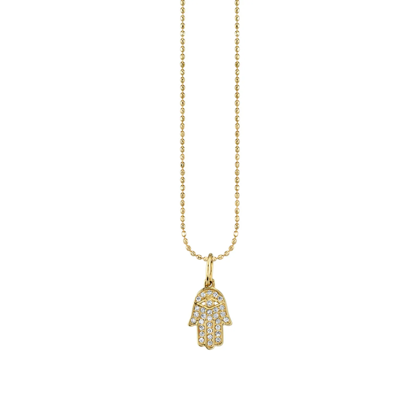 Gold & Diamond Small Pave Hamsa Charm