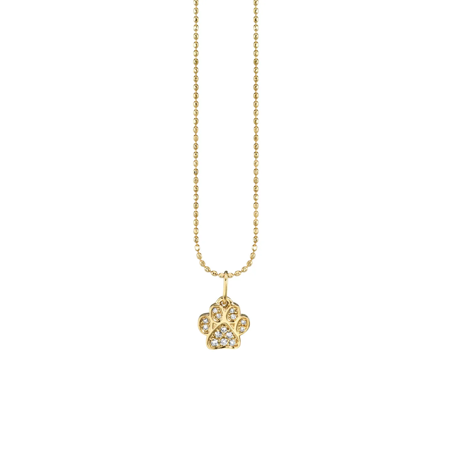 Gold & Diamond Small Paw Print Charm