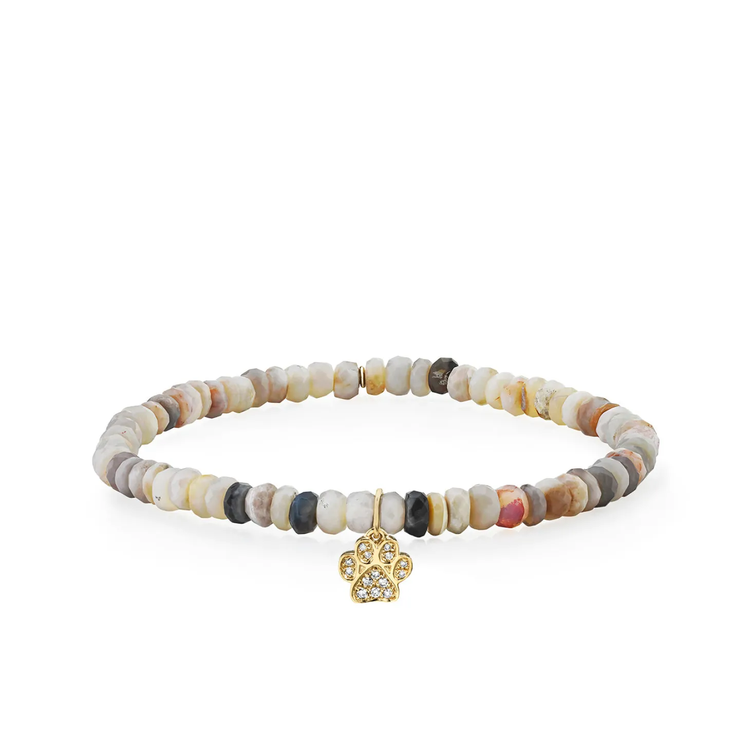 Gold & Diamond Small Paw Print on Multi Australian Opal