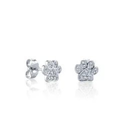 Gold & Diamond Small Paw Stud
