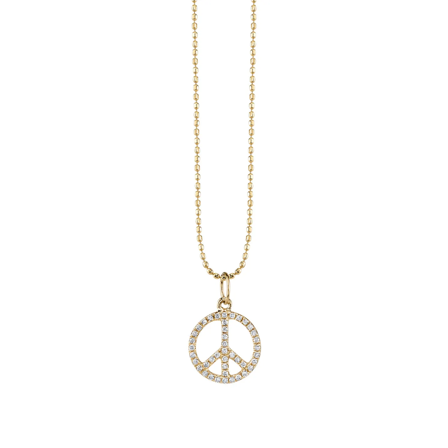 Gold & Diamond Small Peace Sign Charm