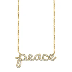 Gold & Diamond Small Peace Script Necklace