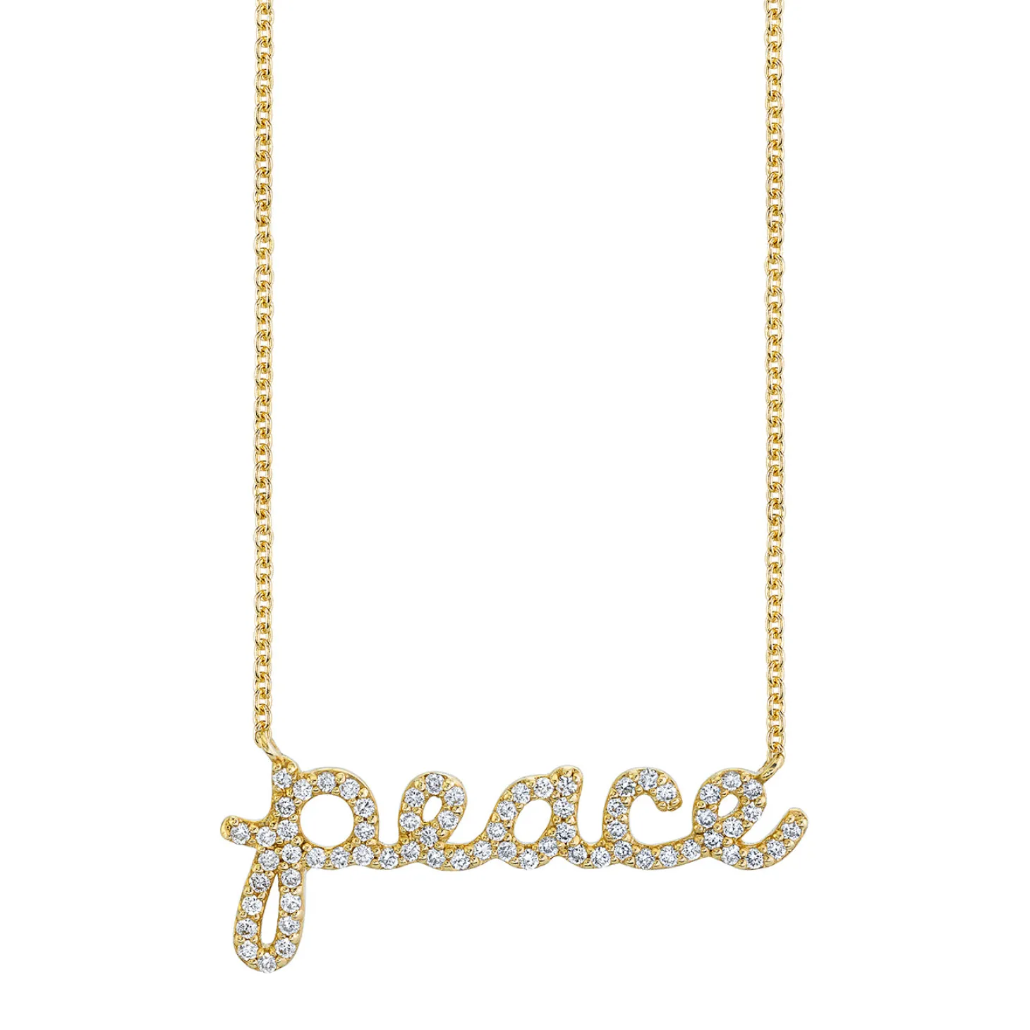Gold & Diamond Small Peace Script Necklace