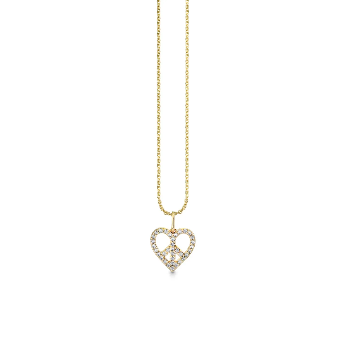Gold & Diamond Small Peace Heart Charm