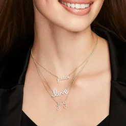 Gold & Diamond Small Peace Script Necklace