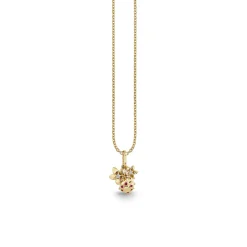 Gold & Diamond Small Plumeria Ladybug Cluster Charm