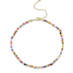 Gold & Diamond Small Rondelle Rainbow Zircon Choker