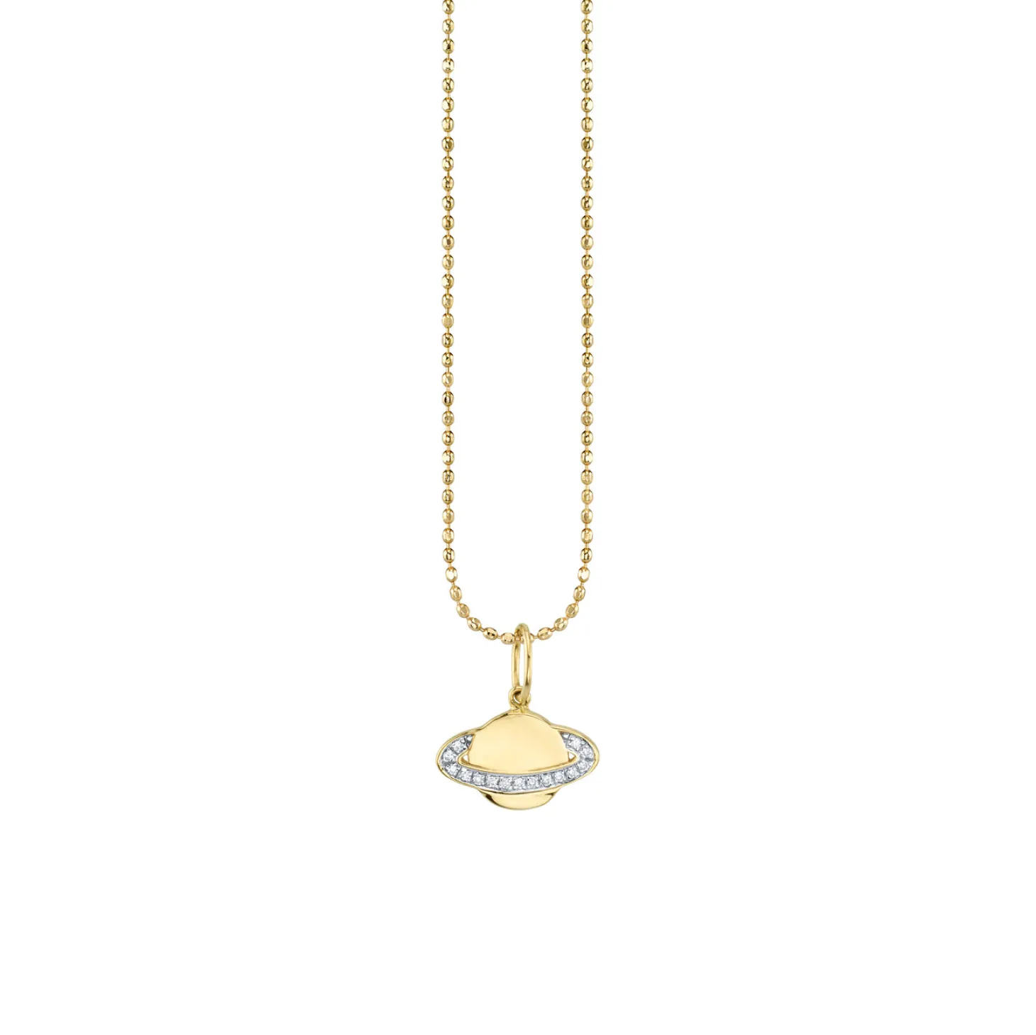 Gold & Diamond Small Saturn Charm