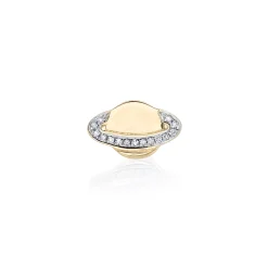 Gold & Diamond Small Saturn Stud