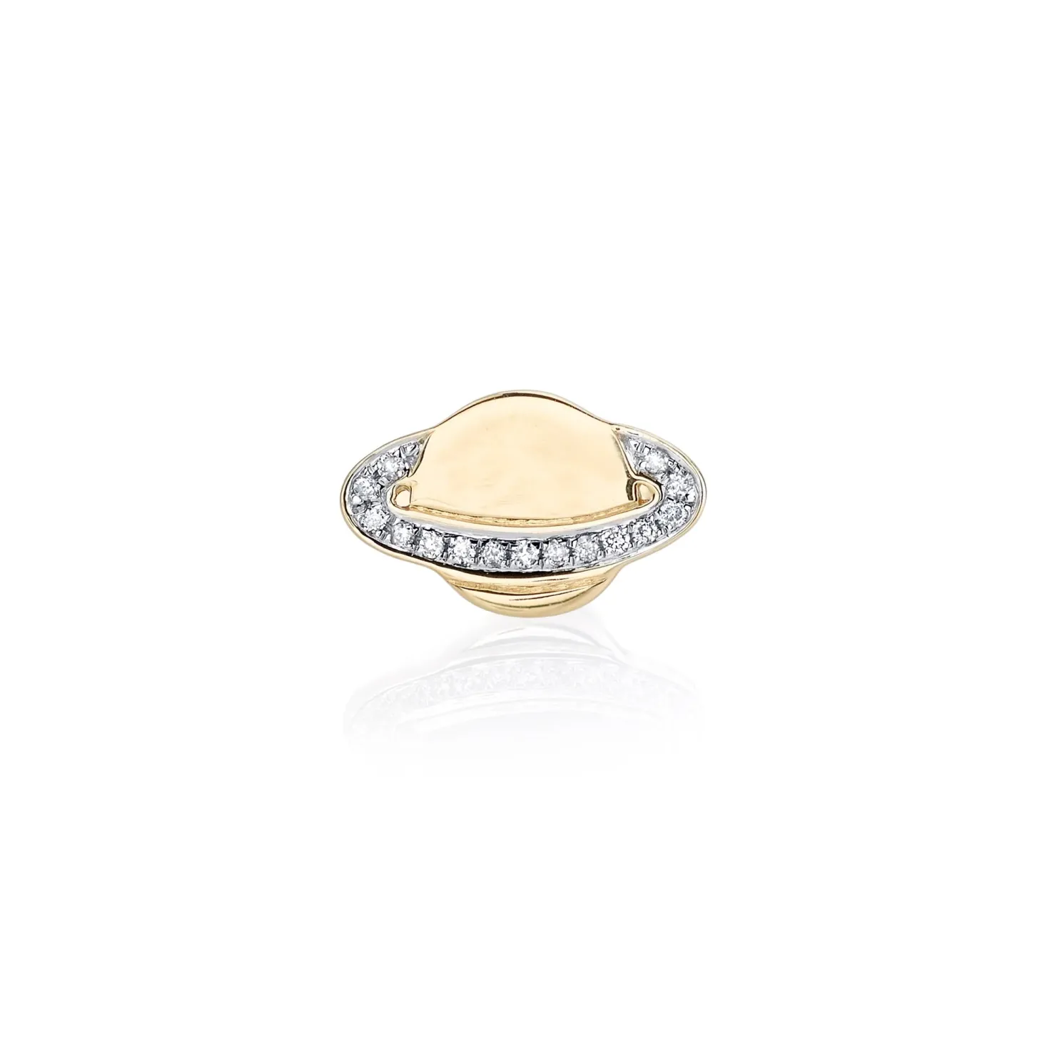 Gold & Diamond Small Saturn Stud