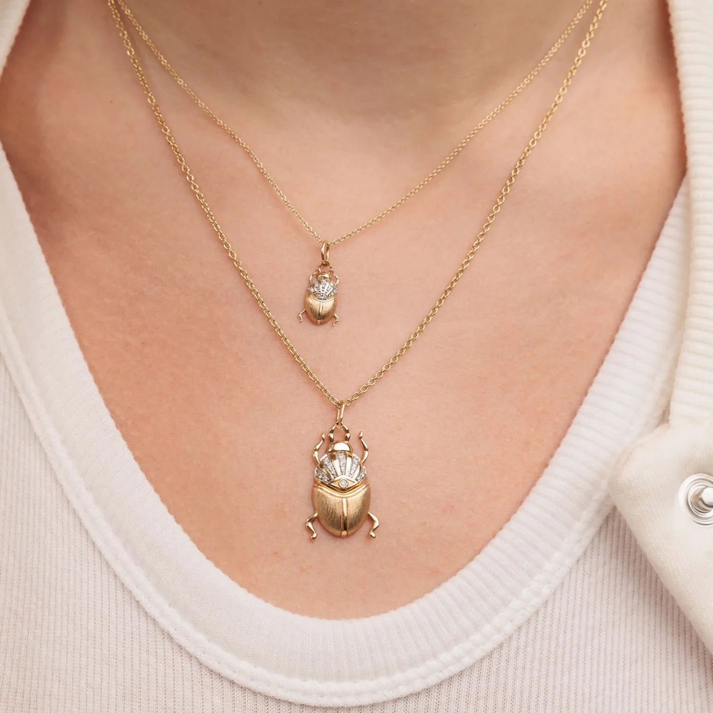 Gold & Diamond Small Scarab Charm