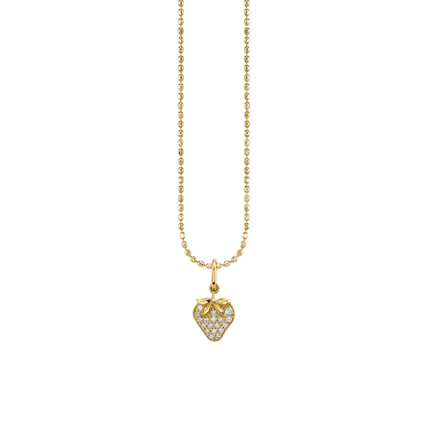 Gold & Diamond Small Strawberry Charm