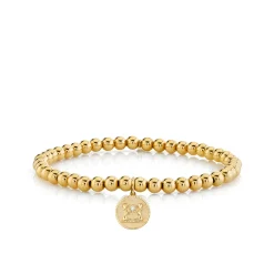 Gold & Diamond Small Zodiac Medallion on Gold Beads