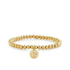 Gold & Diamond Small Zodiac Medallion on Gold Beads