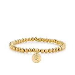 Gold & Diamond Small Zodiac Medallion on Gold Beads