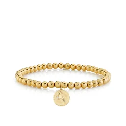 Gold & Diamond Small Zodiac Medallion on Gold Beads