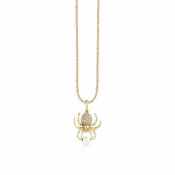 Gold & Diamond Spider Pearl Charm