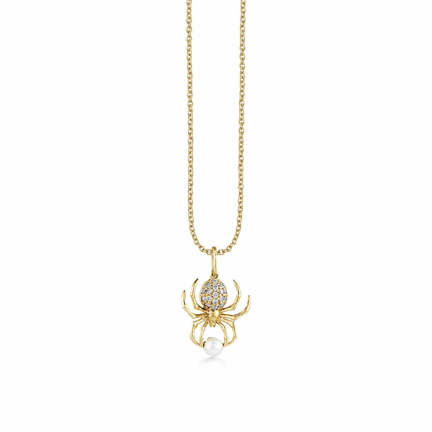 Gold & Diamond Spider Pearl Charm