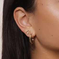 Gold & Diamond Spider Pearl Stud
