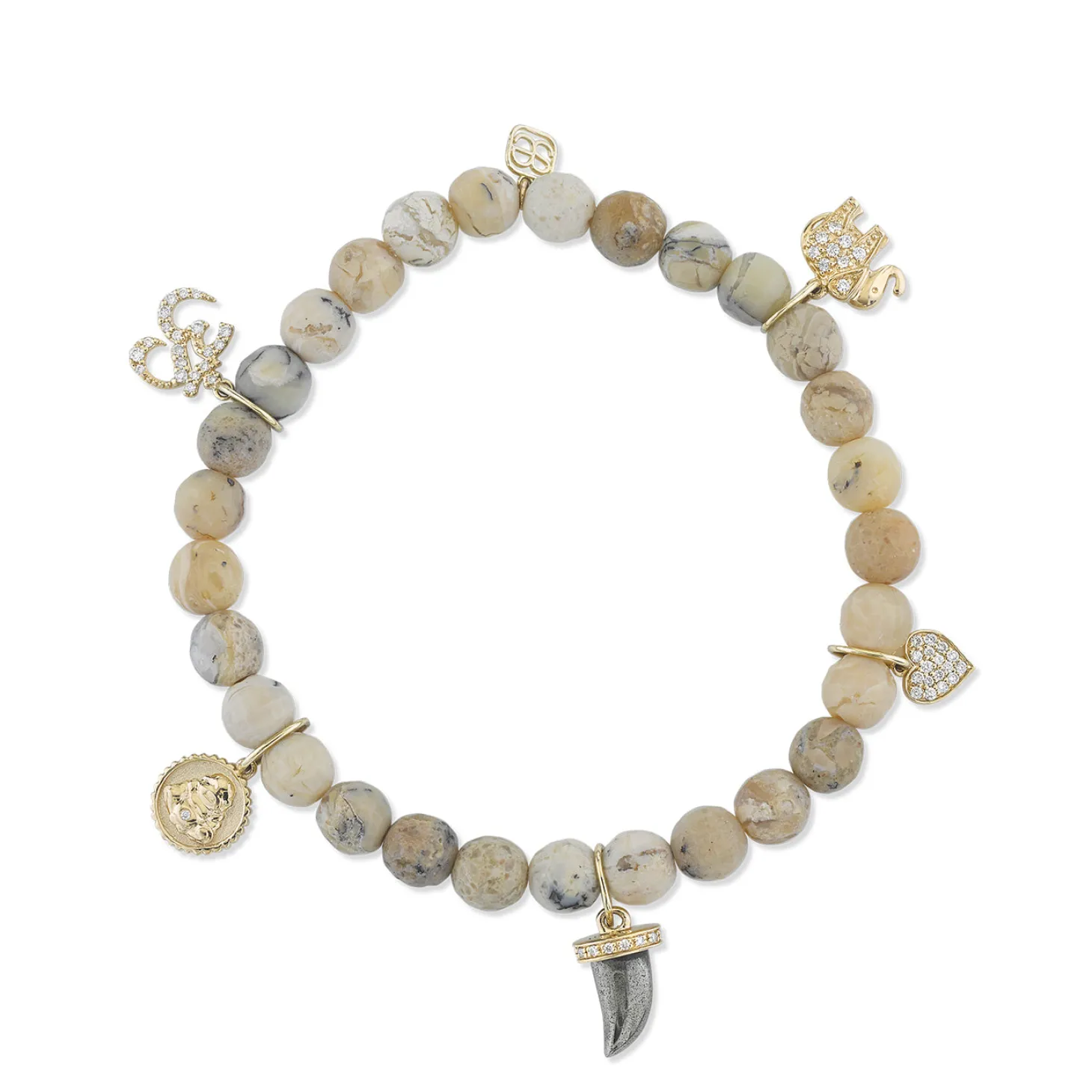 Gold & Diamond Spiritual Multi-Charm on African Opal