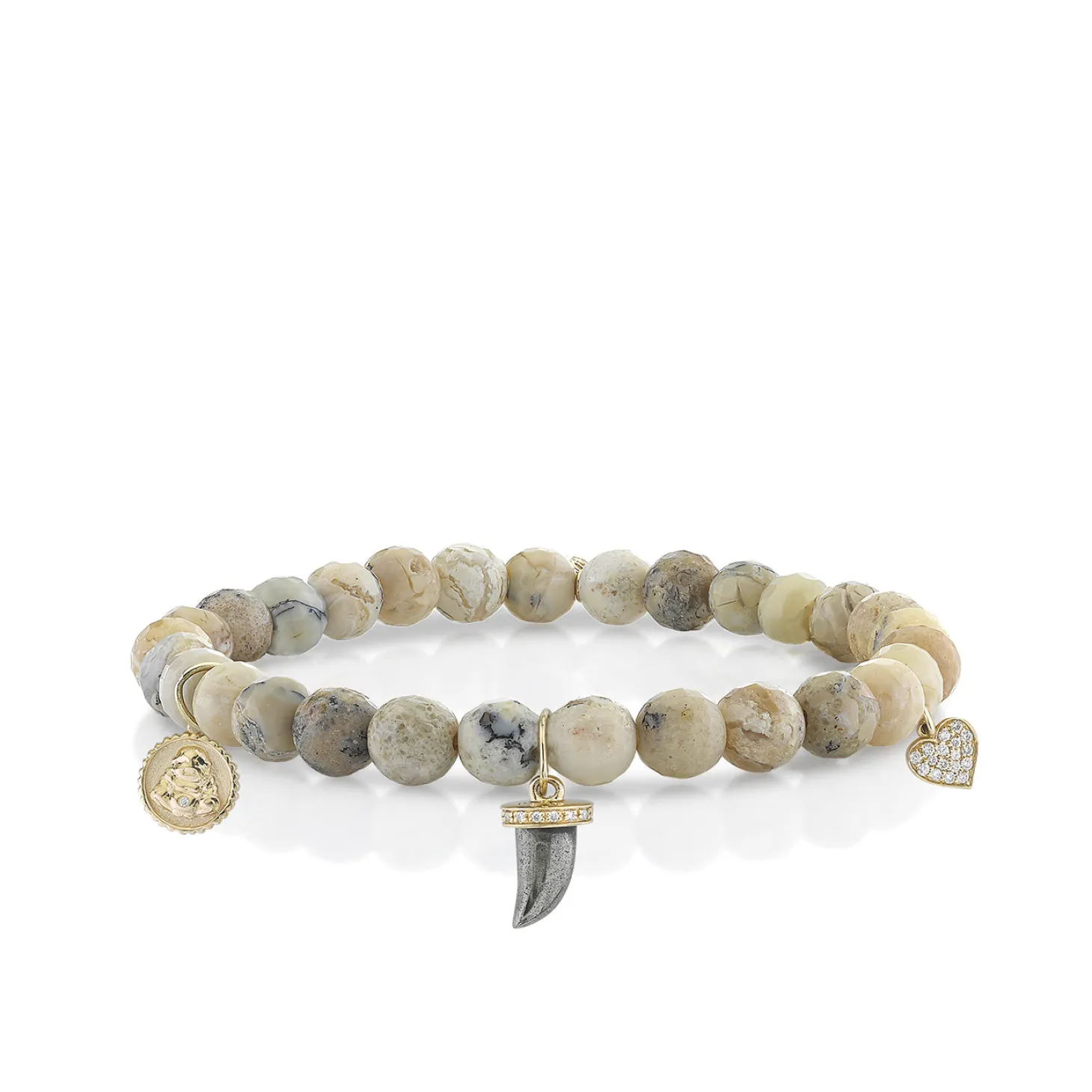 Gold & Diamond Spiritual Multi-Charm on African Opal
