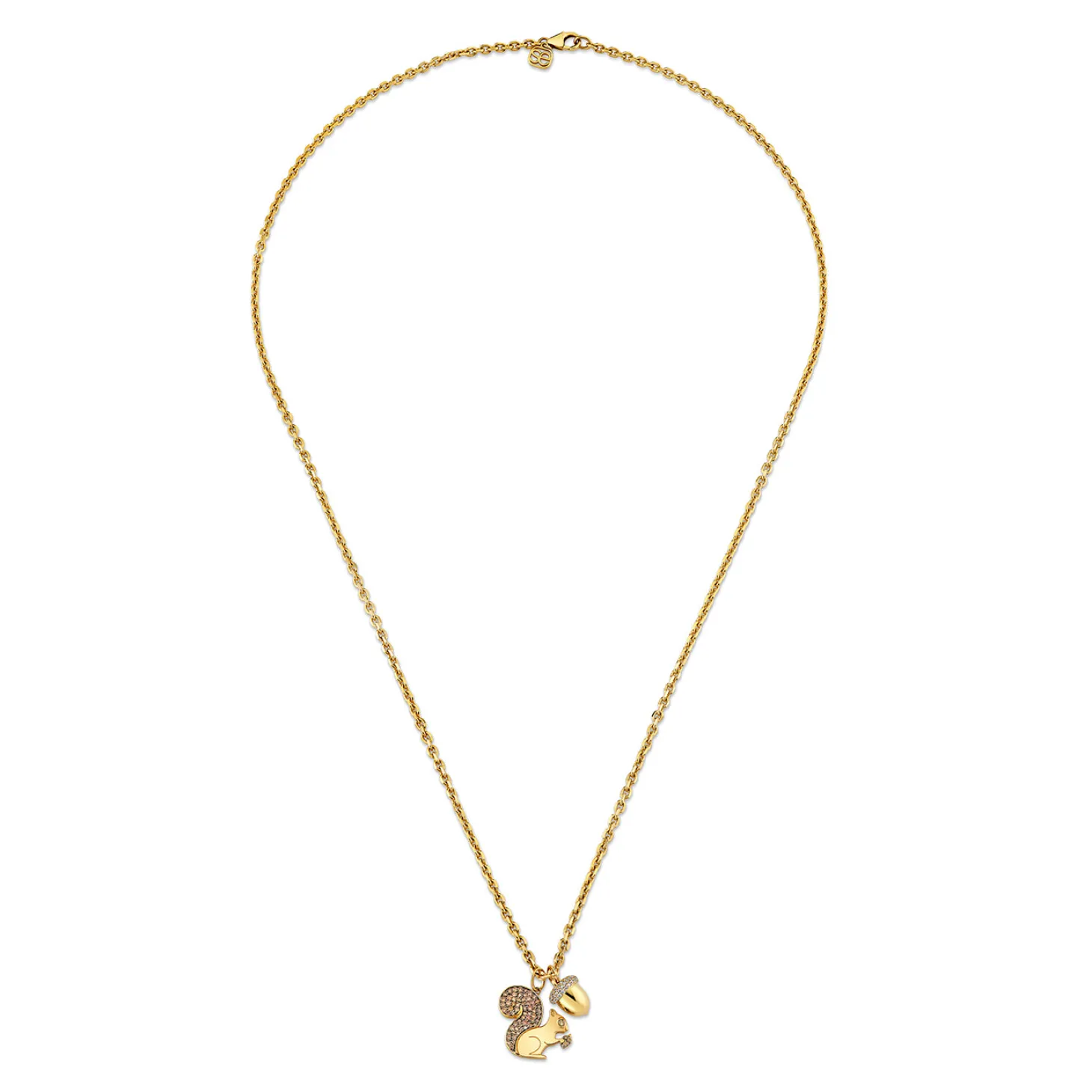 Gold & Diamond Squirrel Acorn Necklace