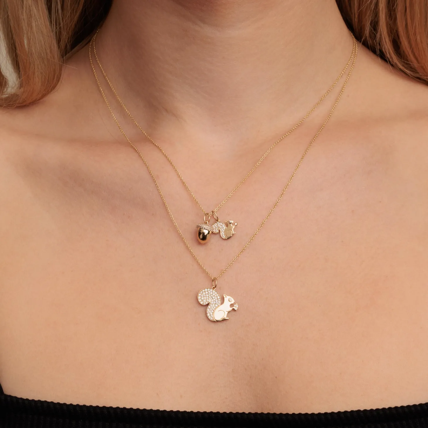 Gold & Diamond Squirrel Charm