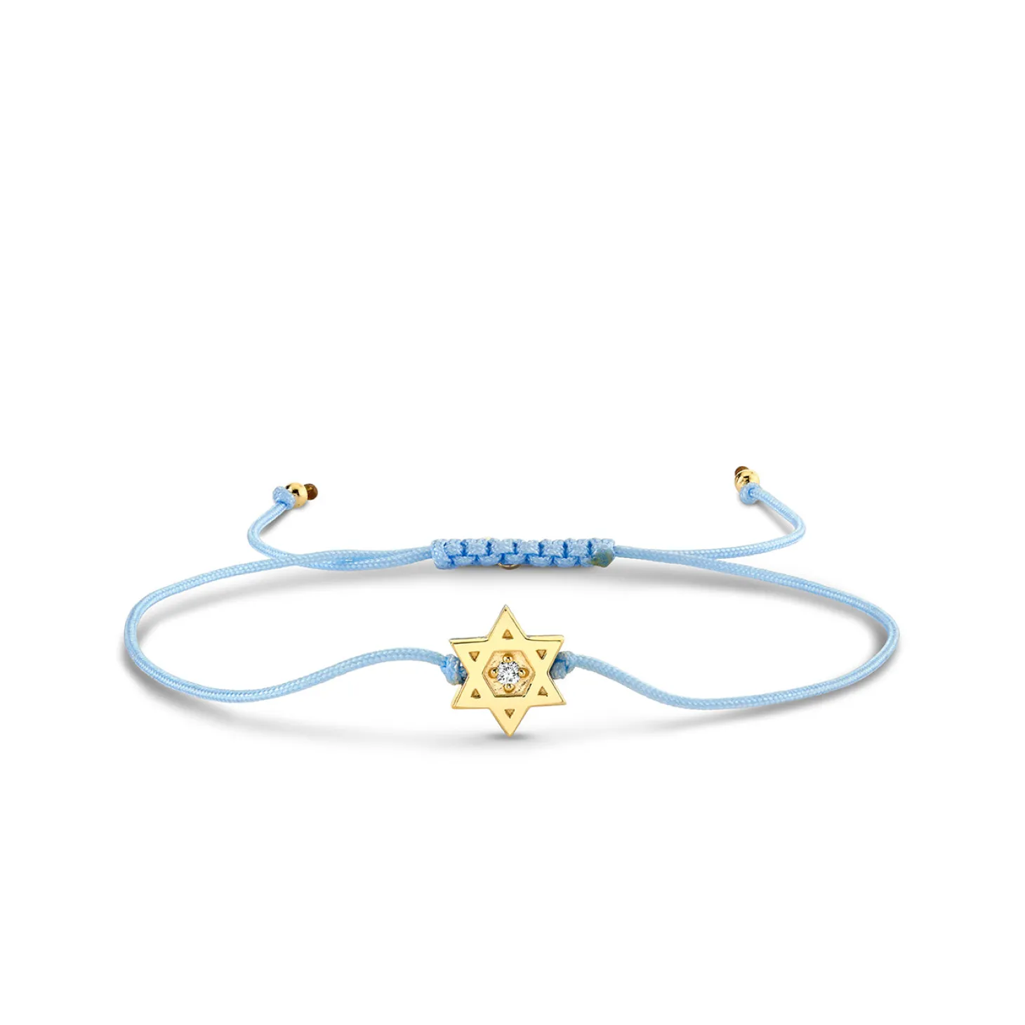 Gold & Diamond Star Of David Cord Bracelet
