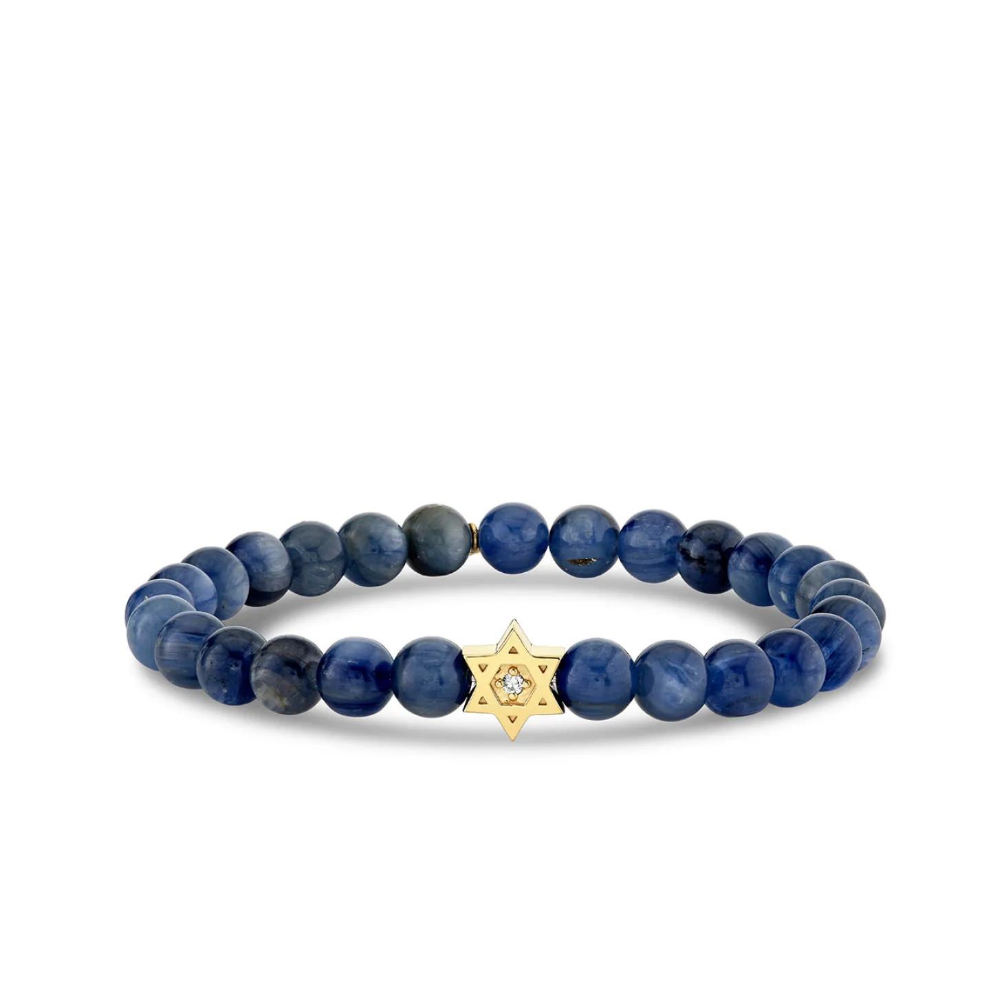 Gold & Diamond Star of David on Kyanite