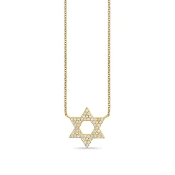 Gold & Diamond Star of David Necklace