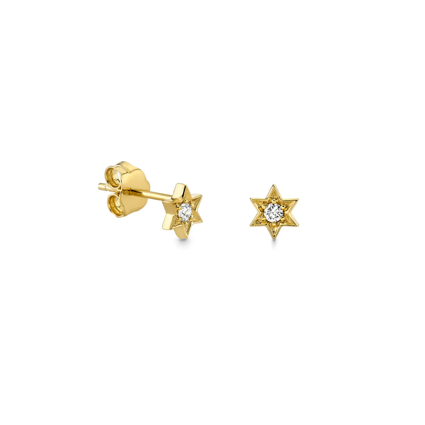 Gold & Diamond Star Of David Stud